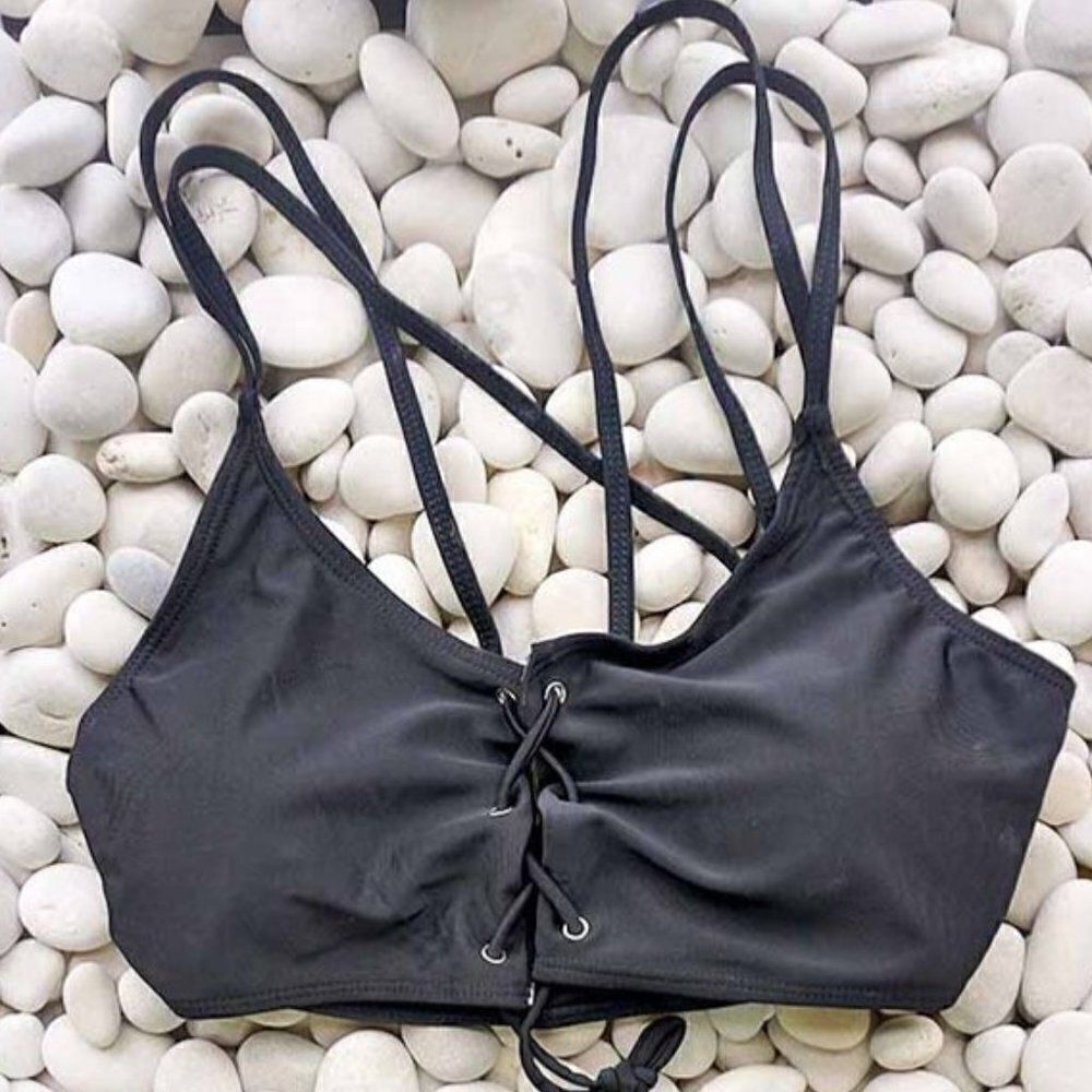 NWT Lace Up Racer Front Bikini Two Piece Swimsuit Set - Picture 8 of 11